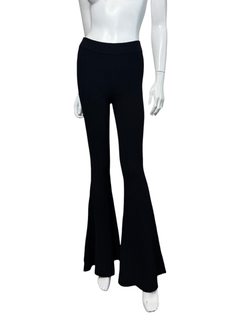 LIVE THE PROCESS Live Black Ribbed High Rise Flare Pants Size M